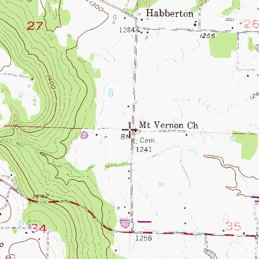 Topographic Map of Mount Vernon Church, AR
