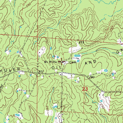 Topographic Map of Mount Willie Church, AR