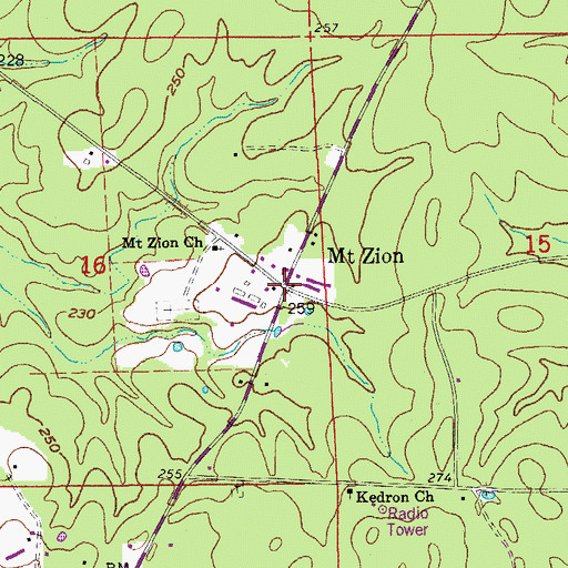 Topographic Map of Mount Zion, AR