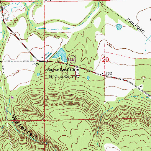 Topographic Map of Mount Zion Cemetery, AR