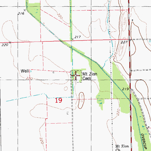 Topographic Map of Mount Zion Cemetery, AR