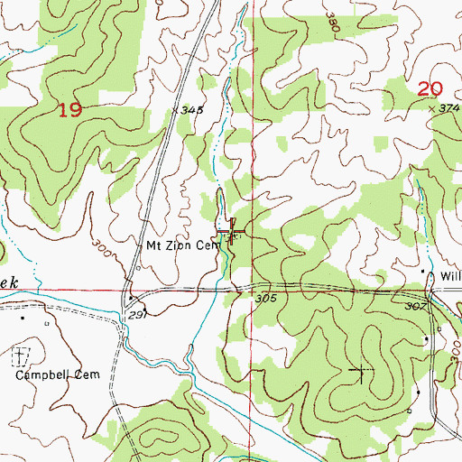 Topographic Map of Mount Zion Cemetery, AR