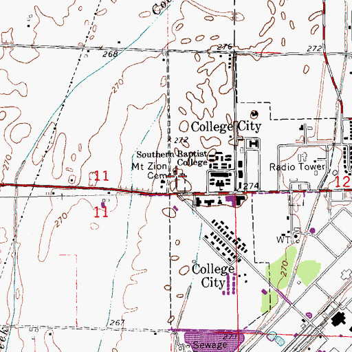 Topographic Map of Mount Zion Cemetery, AR