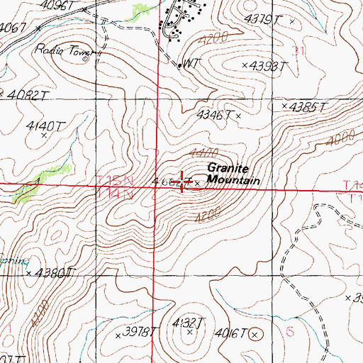 Topographic Map of Granite Mountain, AZ