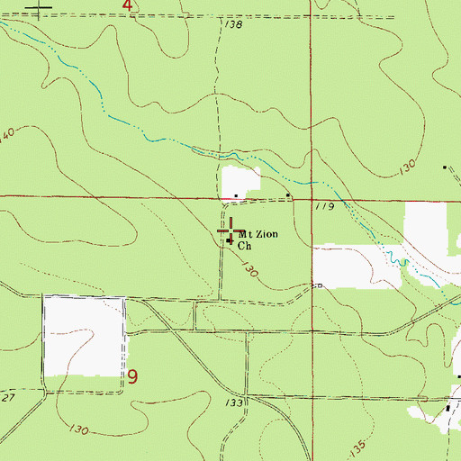 Topographic Map of Mount Zion Church, AR