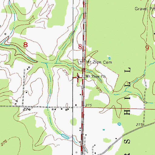 Topographic Map of Mount Zion Church, AR