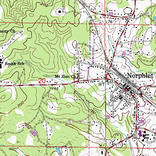 Topographic Map of Mount Zion Church, AR