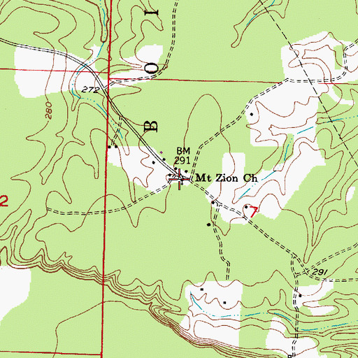 Topographic Map of Mount Zion Church, AR