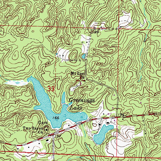 Topographic Map of Mount Zion Church, AR