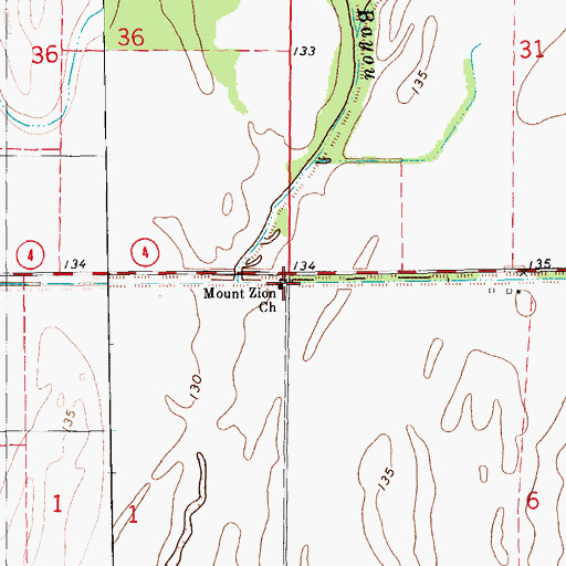 Topographic Map of Mount Zion Church, AR