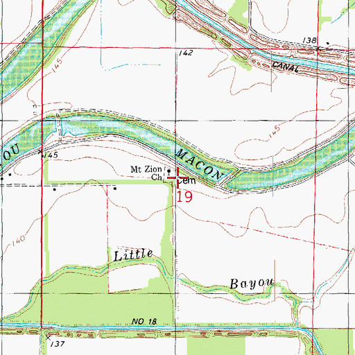 Topographic Map of Mount Zion Church, AR