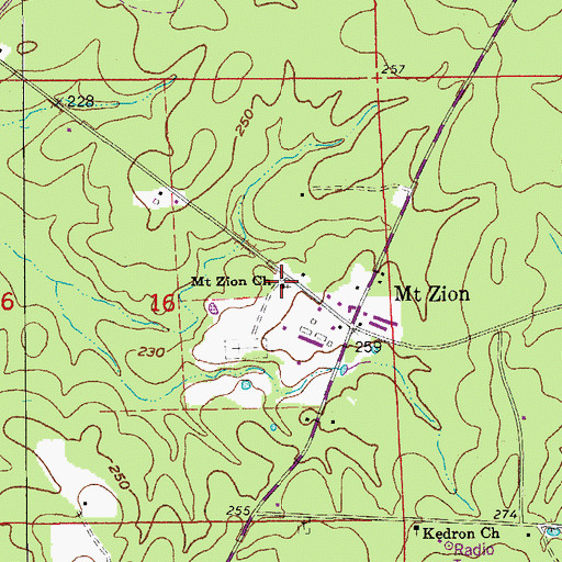 Topographic Map of Mount Zion Church, AR