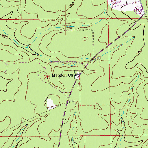 Topographic Map of Mount Zion Church, AR