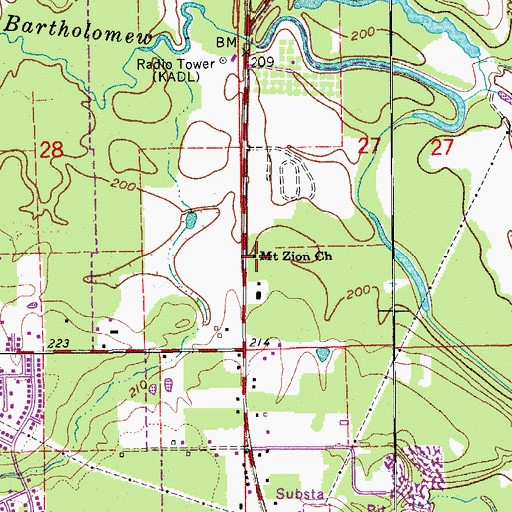 Topographic Map of Mount Zion Church, AR