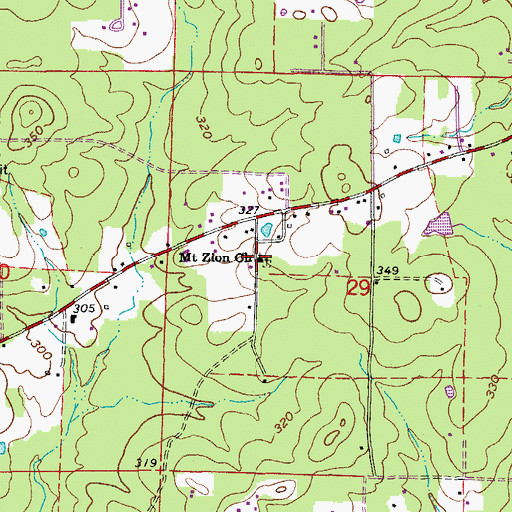 Topographic Map of Mount Zion Church, AR