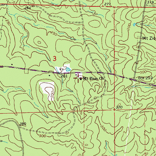 Topographic Map of Mount Zion Church, AR