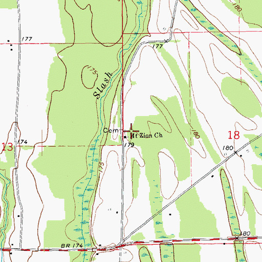Topographic Map of Mount Zion Church, AR