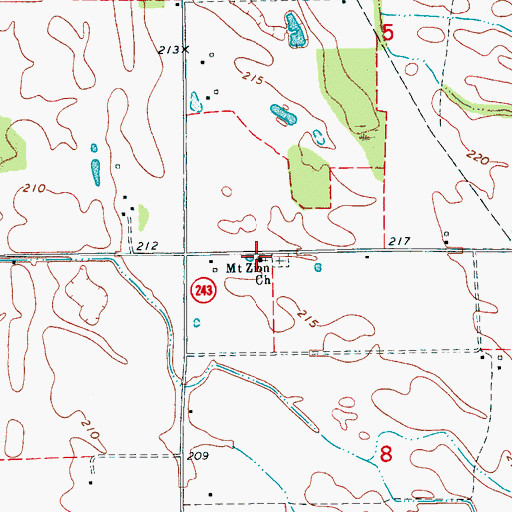 Topographic Map of Mount Zion Church, AR