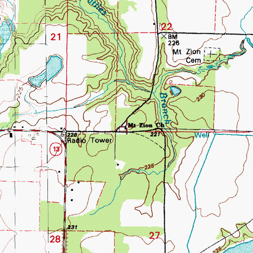 Topographic Map of Mount Zion Church, AR
