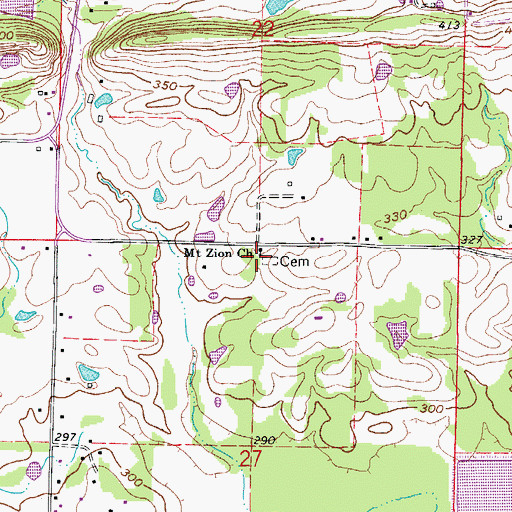 Topographic Map of Mount Zion Church, AR