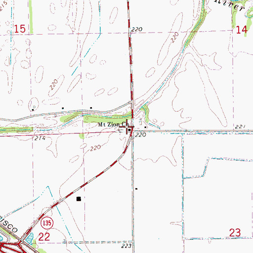 Topographic Map of Mount Zion Church, AR