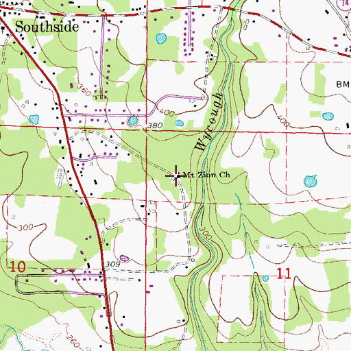 Topographic Map of Mount Zion Church, AR