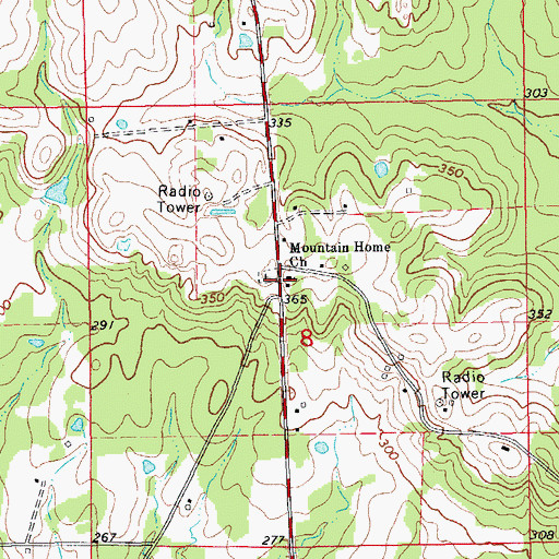 Topographic Map of Mountain Home Church, AR