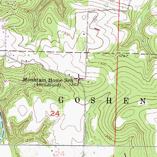 Topographic Map of Mountain Home School, AR