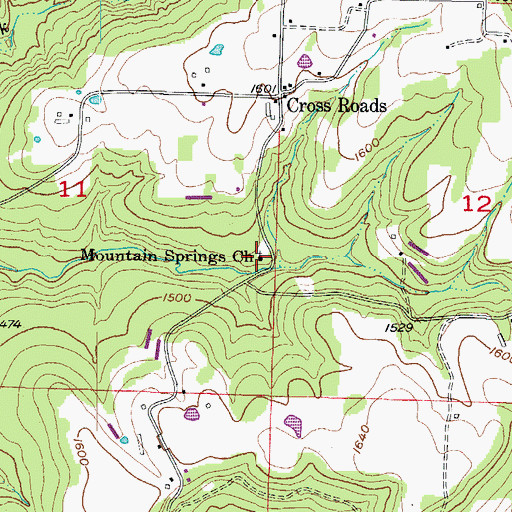 Topographic Map of Mountain Springs Church, AR