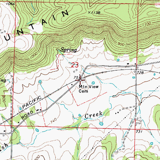 Topographic Map of Mountain View Cemetery, AR