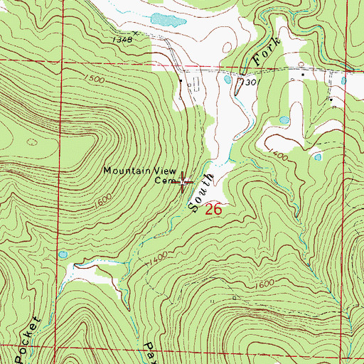 Topographic Map of Mountain View Cemetery, AR