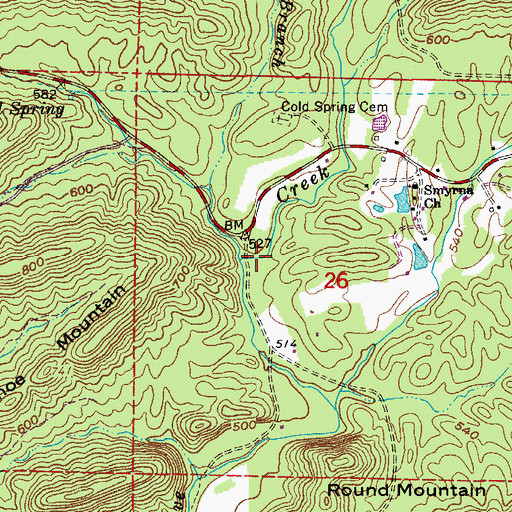 Topographic Map of Mud Hole Branch, AR