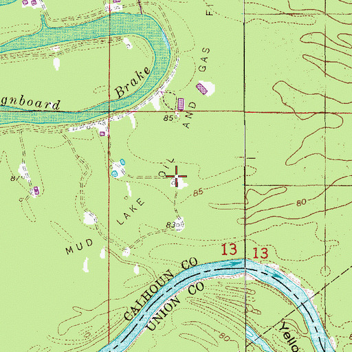 Topographic Map of Mud Lake Oil and Gas Field, AR