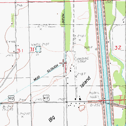 Topographic Map of Mud Slough Ditch, AR