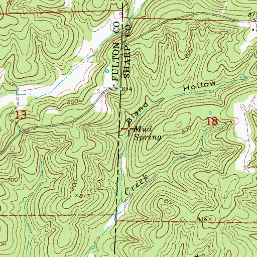 Topographic Map of Mud Spring, AR