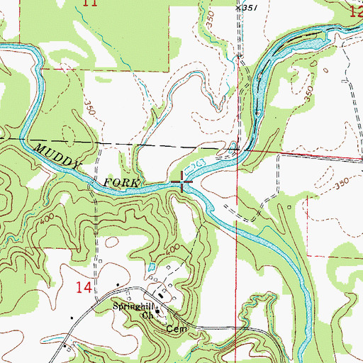 Topographic Map of Muddy Fork, AR