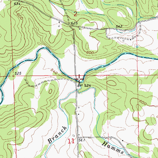 Topographic Map of Mudtown Branch, AR