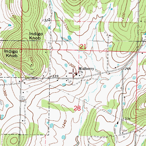 Topographic Map of Mulberry Church, AR