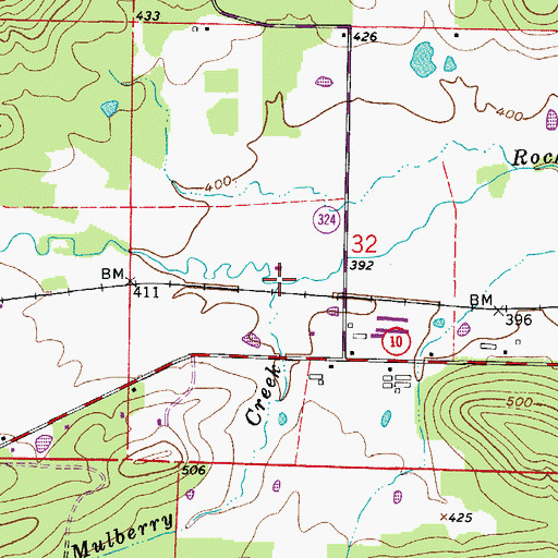 Topographic Map of Mulberry Creek, AR