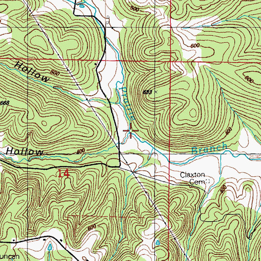Topographic Map of Mulligan Hollow, AR