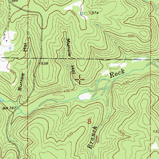 Topographic Map of Muncie Hollow, AR