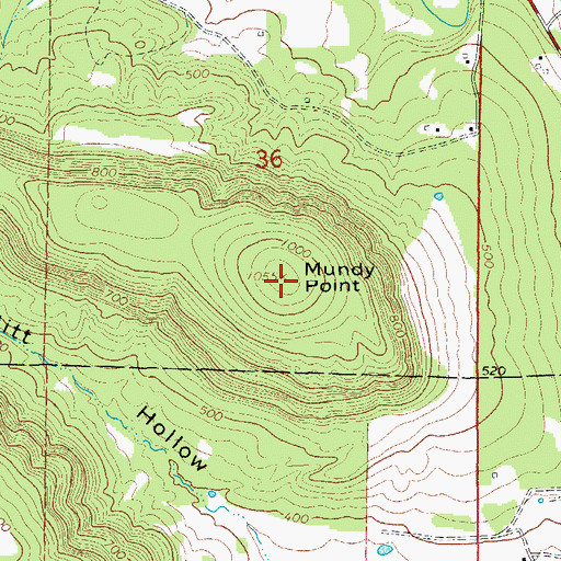 Topographic Map of Mundy Point, AR