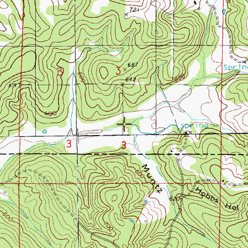 Topographic Map of Muntz Hollow, AR