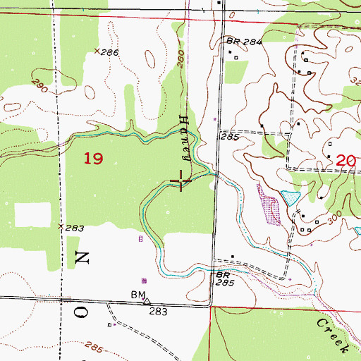 Topographic Map of Murl Branch, AR
