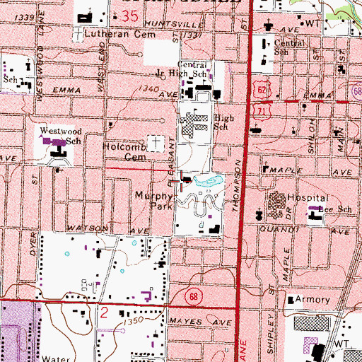 Topographic Map of Murphy Park, AR