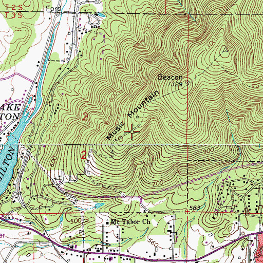 Topographic Map of Music Mountain, AR