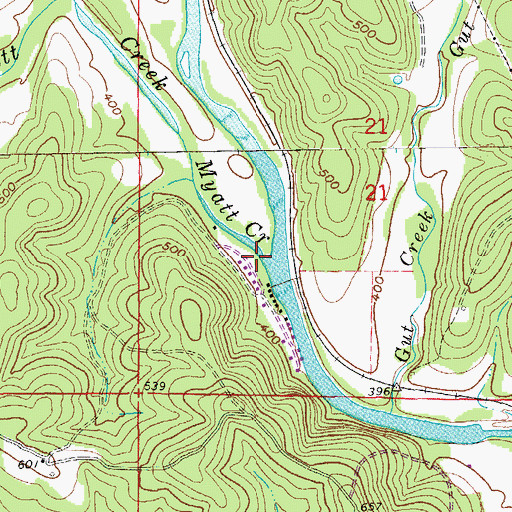 Topographic Map of Myatt Creek, AR