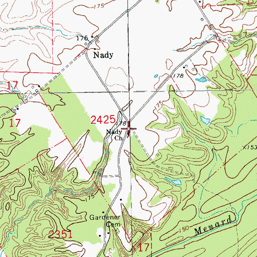 Topographic Map of Nady Church, AR