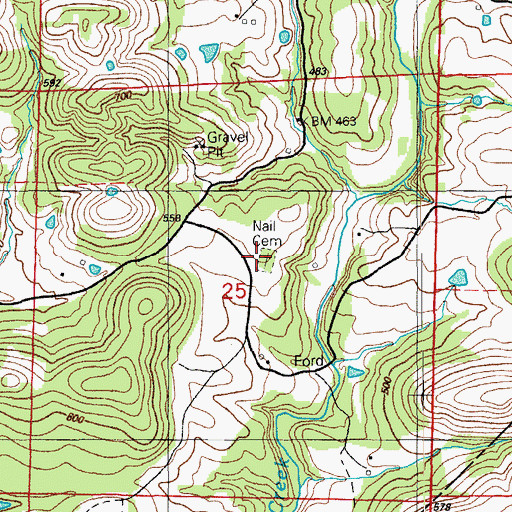 Topographic Map of Nail Cemetery, AR
