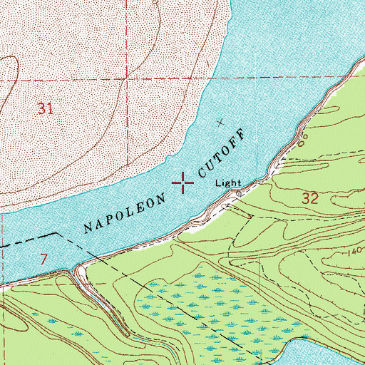 Topographic Map of Napoleon Cutoff, AR